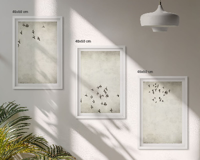 Set om 3 tavlor Minimalistisk fågelmålning