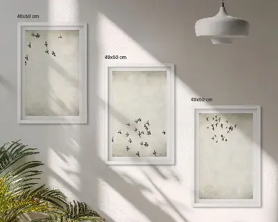 Minimalistisk fågelmålning set om 3 tavlor