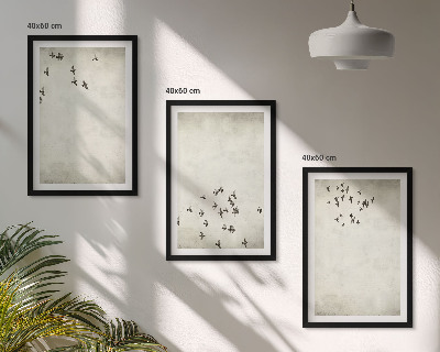 Set om 3 tavlor Minimalistisk fågelmålning