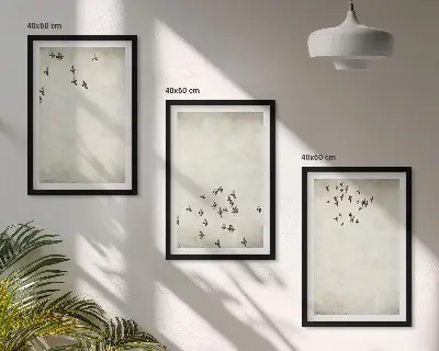 Minimalistisk fågelmålning set om 3 tavlor