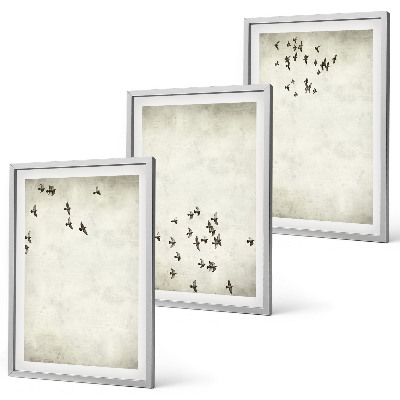 Set om 3 tavlor Minimalistisk fågelmålning