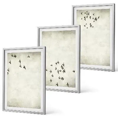 Minimalistisk fågelmålning set om 3 tavlor