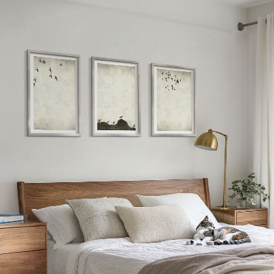 Tavelset ovanför soffa Flygande fåglar minimalism