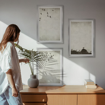 Tavelset ovanför soffa Flygande fåglar minimalism