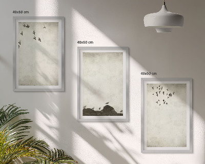 Tavelset ovanför soffa Flygande fåglar minimalism