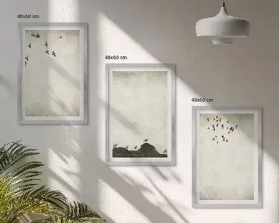 Flygande fåglar minimalism tavelset för vägg ovanför soffa