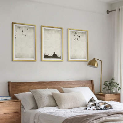 Tavelset ovanför soffa Flygande fåglar minimalism