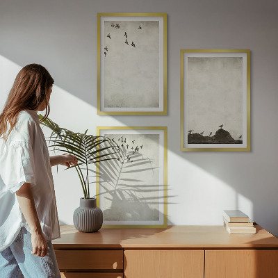 Tavelset ovanför soffa Flygande fåglar minimalism