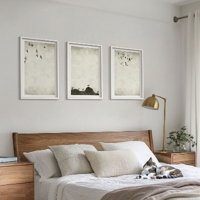 Tavelset ovanför soffa Flygande fåglar minimalism