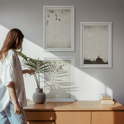 Tavelset ovanför soffa Flygande fåglar minimalism