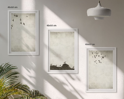 Tavelset ovanför soffa Flygande fåglar minimalism