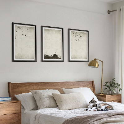 Tavelset ovanför soffa Flygande fåglar minimalism