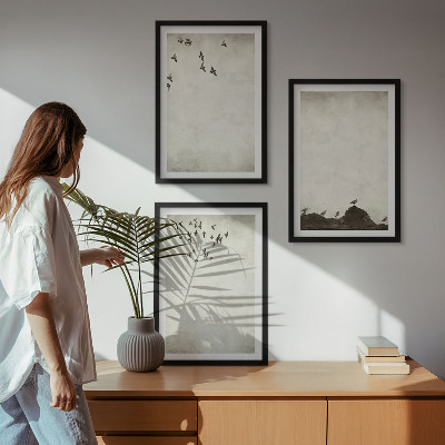 Tavelset ovanför soffa Flygande fåglar minimalism