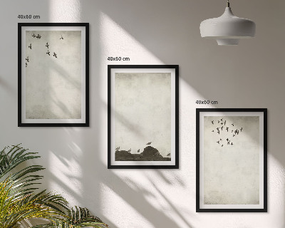 Tavelset ovanför soffa Flygande fåglar minimalism