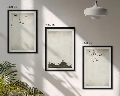 Flygande fåglar minimalism tavelset för vägg ovanför soffa