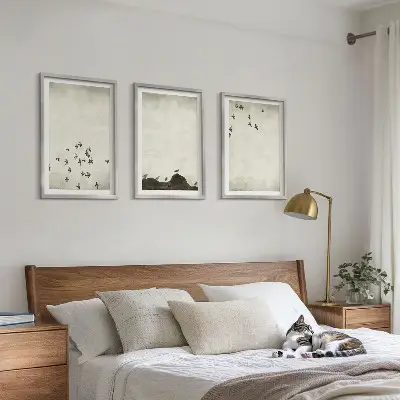 Fåglar i flykt minimalistisk stil tavelvägg med ramar