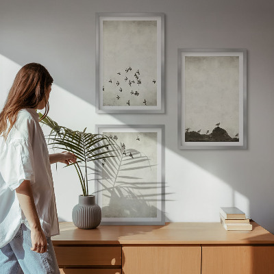 Tavelpaket med ramar Fåglar i flykt minimalistisk stil