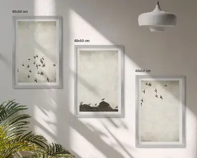 Fåglar i flykt minimalistisk stil tavelvägg med ramar