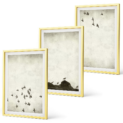 Tavelpaket med ramar Fåglar i flykt minimalistisk stil