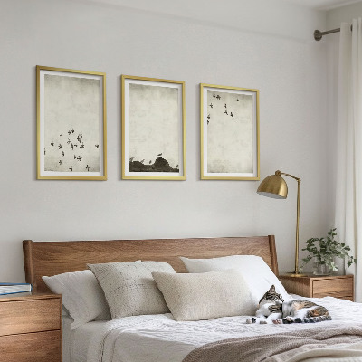 Tavelpaket med ramar Fåglar i flykt minimalistisk stil