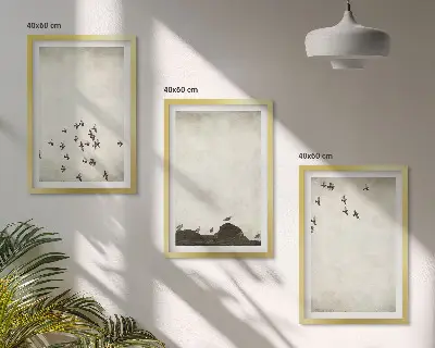 Fåglar i flykt minimalistisk stil tavelvägg med ramar