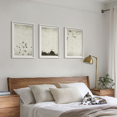 Tavelpaket med ramar Fåglar i flykt minimalistisk stil