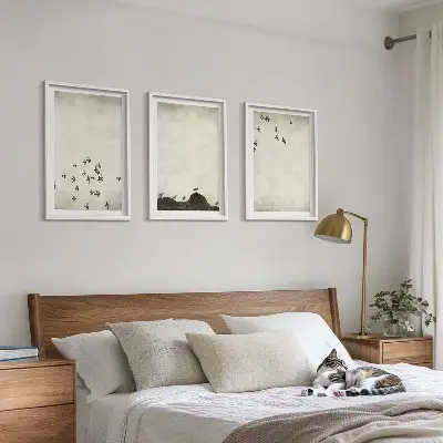 Fåglar i flykt minimalistisk stil tavelvägg med ramar