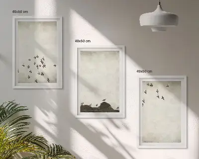 Fåglar i flykt minimalistisk stil tavelvägg med ramar