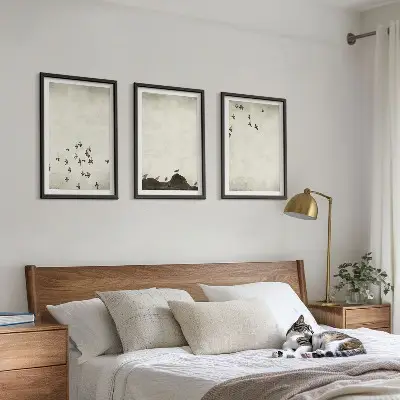 Fåglar i flykt minimalistisk stil tavelvägg med ramar