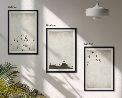 Tavelpaket med ramar Fåglar i flykt minimalistisk stil