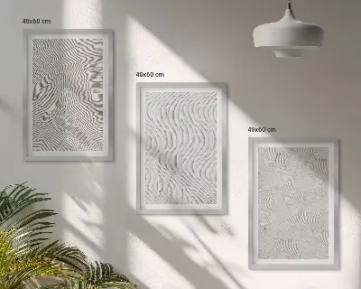 Sandmönster geometriska strukturer set om 3 tavlor