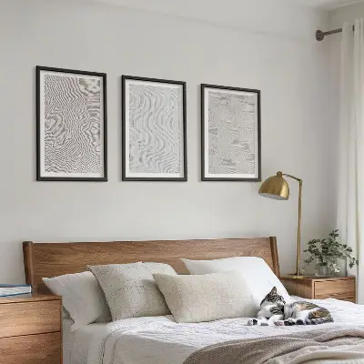 Sandmönster geometriska strukturer set om 3 tavlor