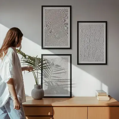 Sandmönster geometriska strukturer set om 3 tavlor