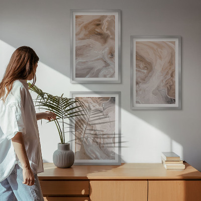 Set om 3 tavlor Marmor abstrakta texturer