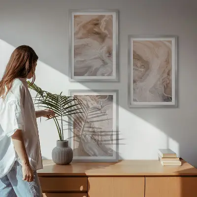 Marmor abstrakta texturer set om 3 tavlor