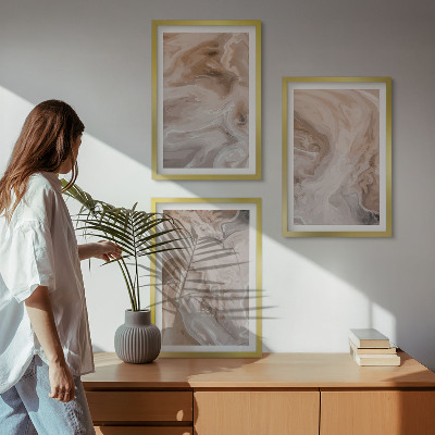Set om 3 tavlor Marmor abstrakta texturer