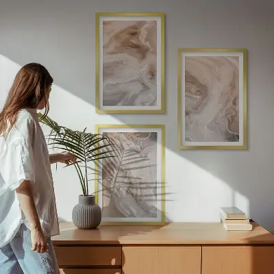Marmor abstrakta texturer set om 3 tavlor