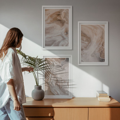 Set om 3 tavlor Marmor abstrakta texturer