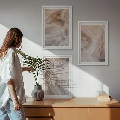 Marmor abstrakta texturer set om 3 tavlor