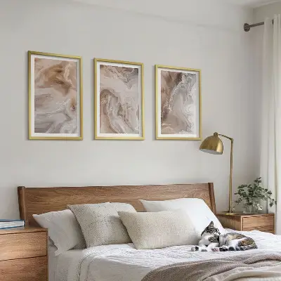 Abstrakt marmorsten tavelset för vägg ovanför soffa
