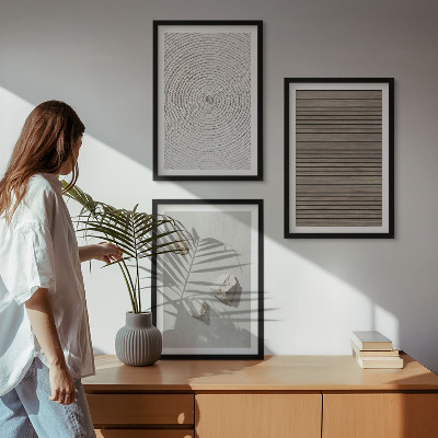 Tavelpaket med ramar Naturliga texturer trä sten