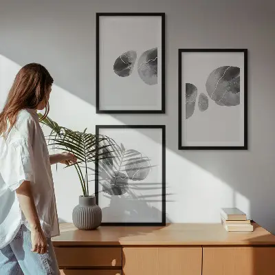 Abstrakt konst med färgstänk set om 3 tavlor
