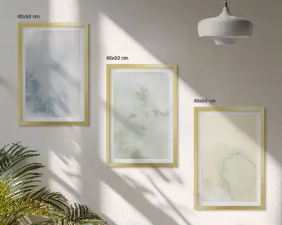 Tavlor i pastellfärger set om 3 stycken på duk