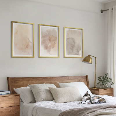 Set om 3 tavlor Varma akvarellpastellstrukturer