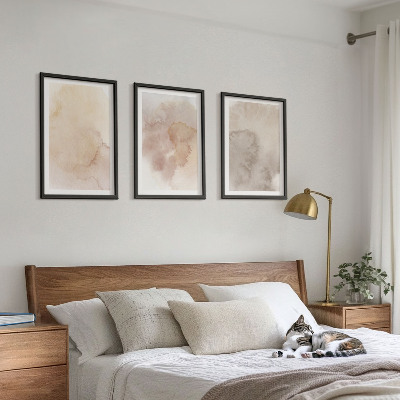 Set om 3 tavlor Varma akvarellpastellstrukturer