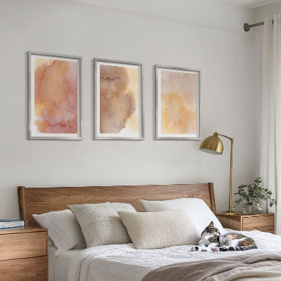 Tavelset ovanför soffa Varma akvarellfärgade texturer