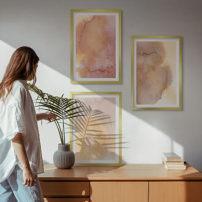 Tavelset ovanför soffa Varma akvarellfärgade texturer