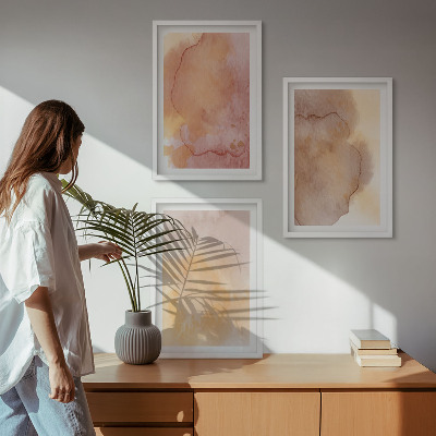 Tavelset ovanför soffa Varma akvarellfärgade texturer