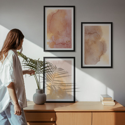 Tavelset ovanför soffa Varma akvarellfärgade texturer