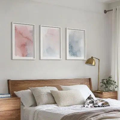 Tavelset med ramar pastellfärger på canvas